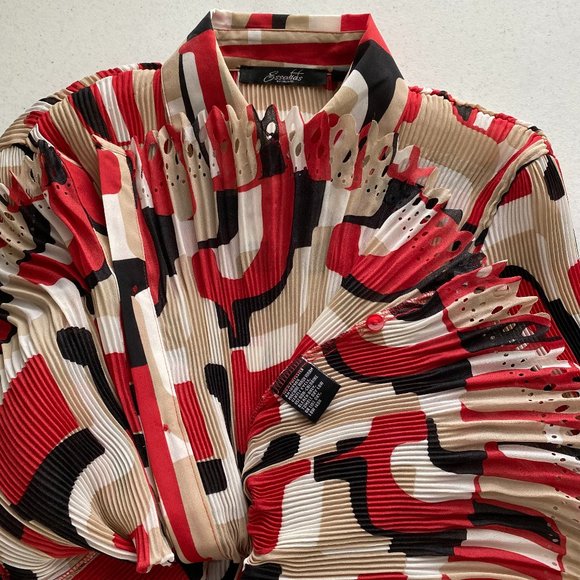 Essentials by Milano Shirt Womens S Multicolor Print Accordian Top - Picture 10 of 11